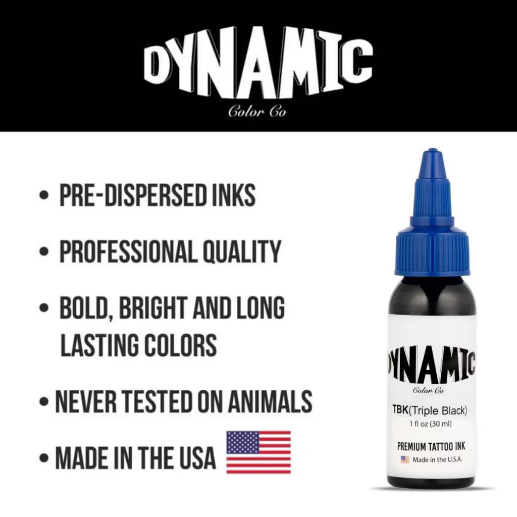 Tinta Tatto Dynamic Ink Black & Triple Black 1oz / 30ml Rebottle Original USA - Tinta Tato