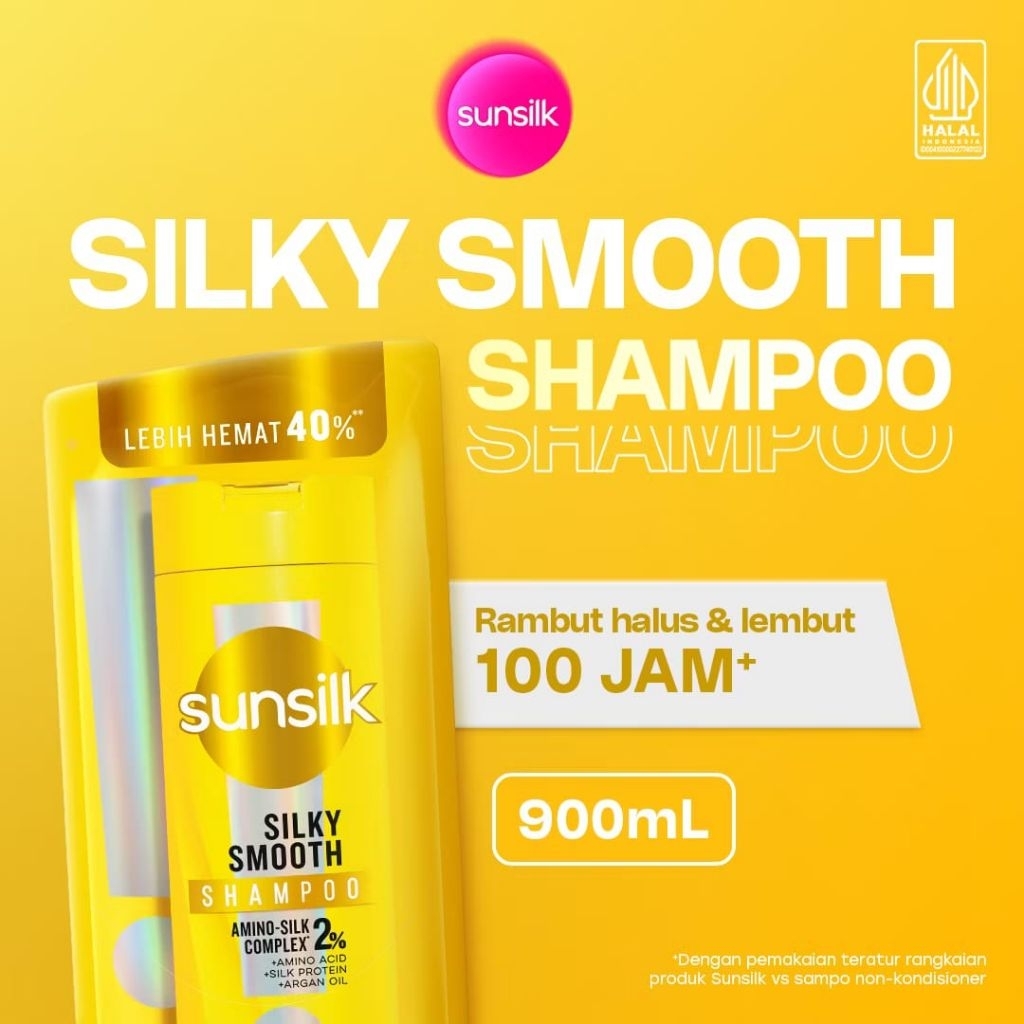 Sunsilk Shampoo Soft & Smooth Pouch Refill - 900ml - SUNSILK REFILL KUNING 900ML - SUNSILK SILKY SMO