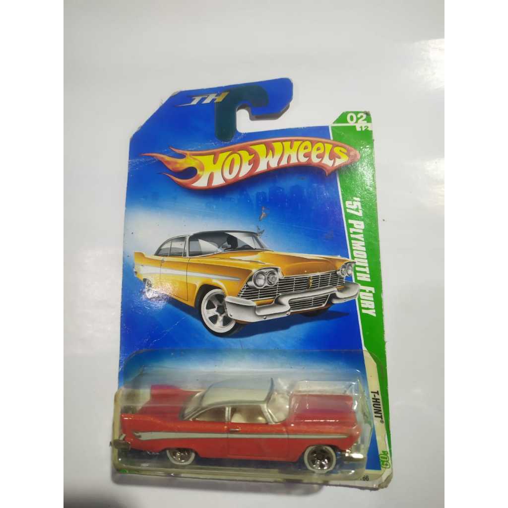 Hot Wheels Treasure Hunt '57 Plymouth Fury die-cast car.  This model is the 02 /12 car in the 2009 T