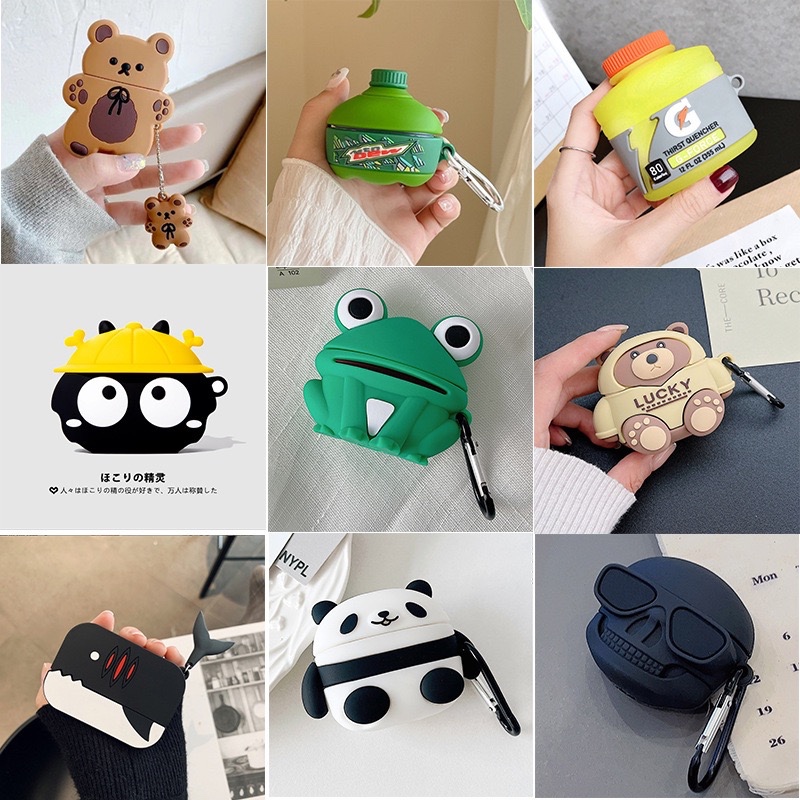 SH72 - Silicone Case Cover Airpods Gen 1 / 2 Bentuk Karakter 3D lucu MICKEY MINNIE ROBOT PANDA BEAR