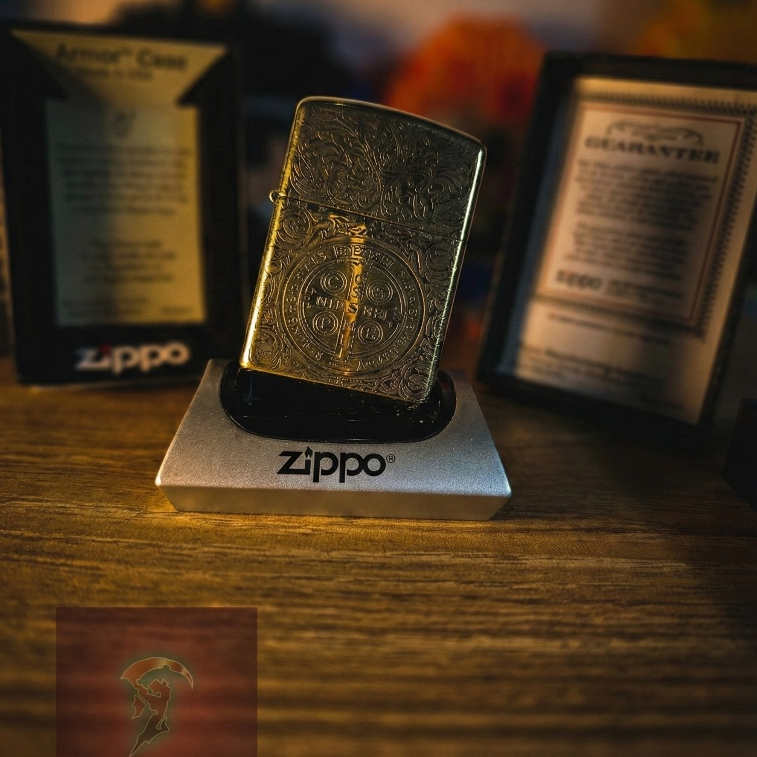 GOLD CONSTANTINE 5 SIDE ZIPPO " ARMOR CASE "