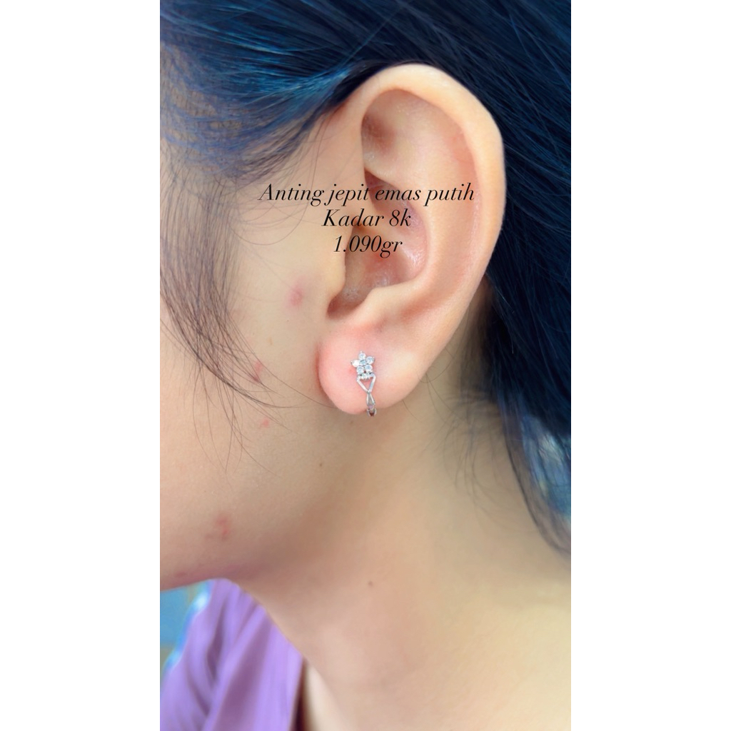 anting emas putih kadar 375%