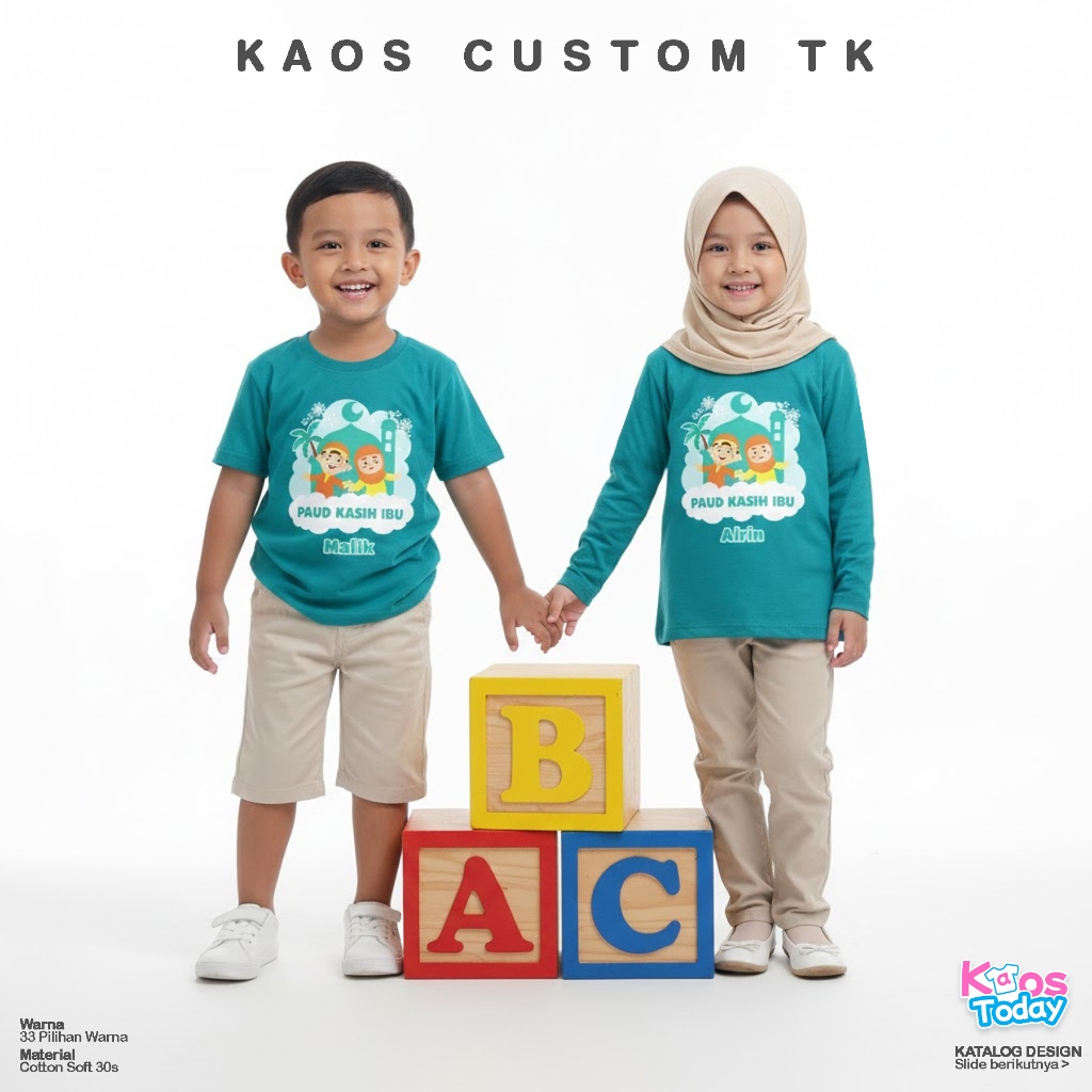 KAOSTODAY - Kaos Custom Kelas PAUD/TK/SD Seragaman Anak Dewasa Lengan Panjang dan Pendek