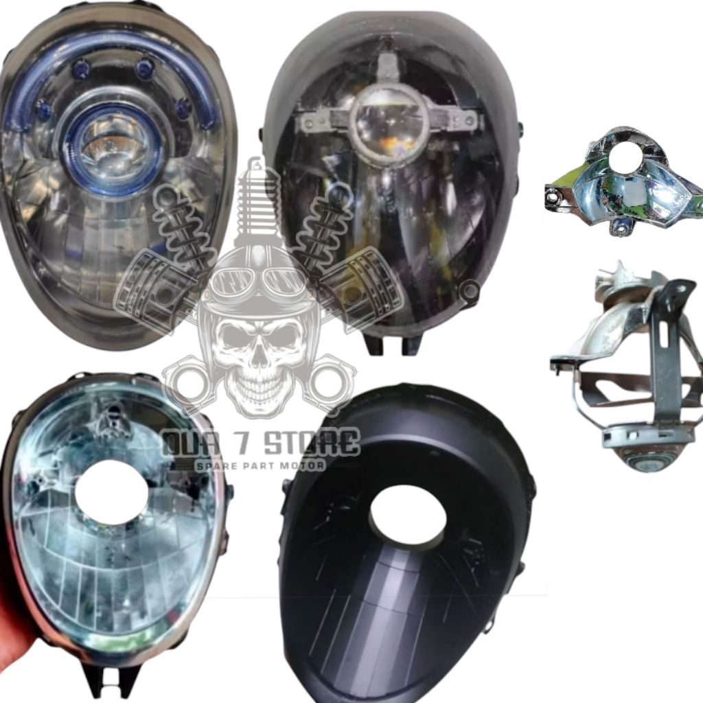black housing reflektor lampu depan scoopy fi esp 2014-2016 custom biled original