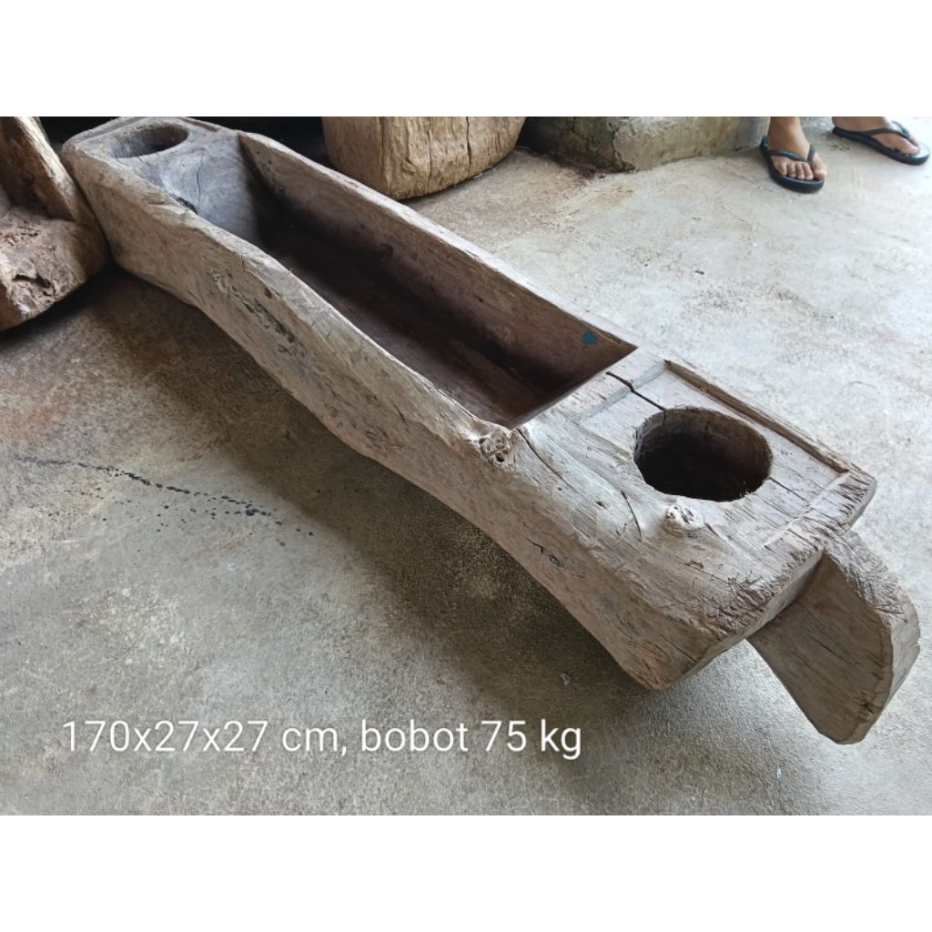 lesung dan lumpang dobel kayu jati lawas antik warisan leluhur