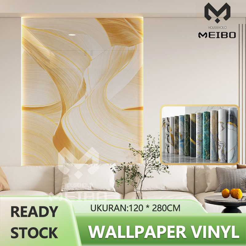 Sticker Dinding Motif Vinyl Marble Wallpaper Dinding Roll PET 120 x 280 cm Waterproof Bahan PVC Kama