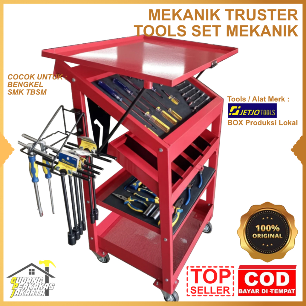 MEKANIK TRUSTER SET  ( BOX + ALAT ) LAKONI PRO JETJO TOOLS Mechanic Tool Box AHASS Tool Rak Bengkel 