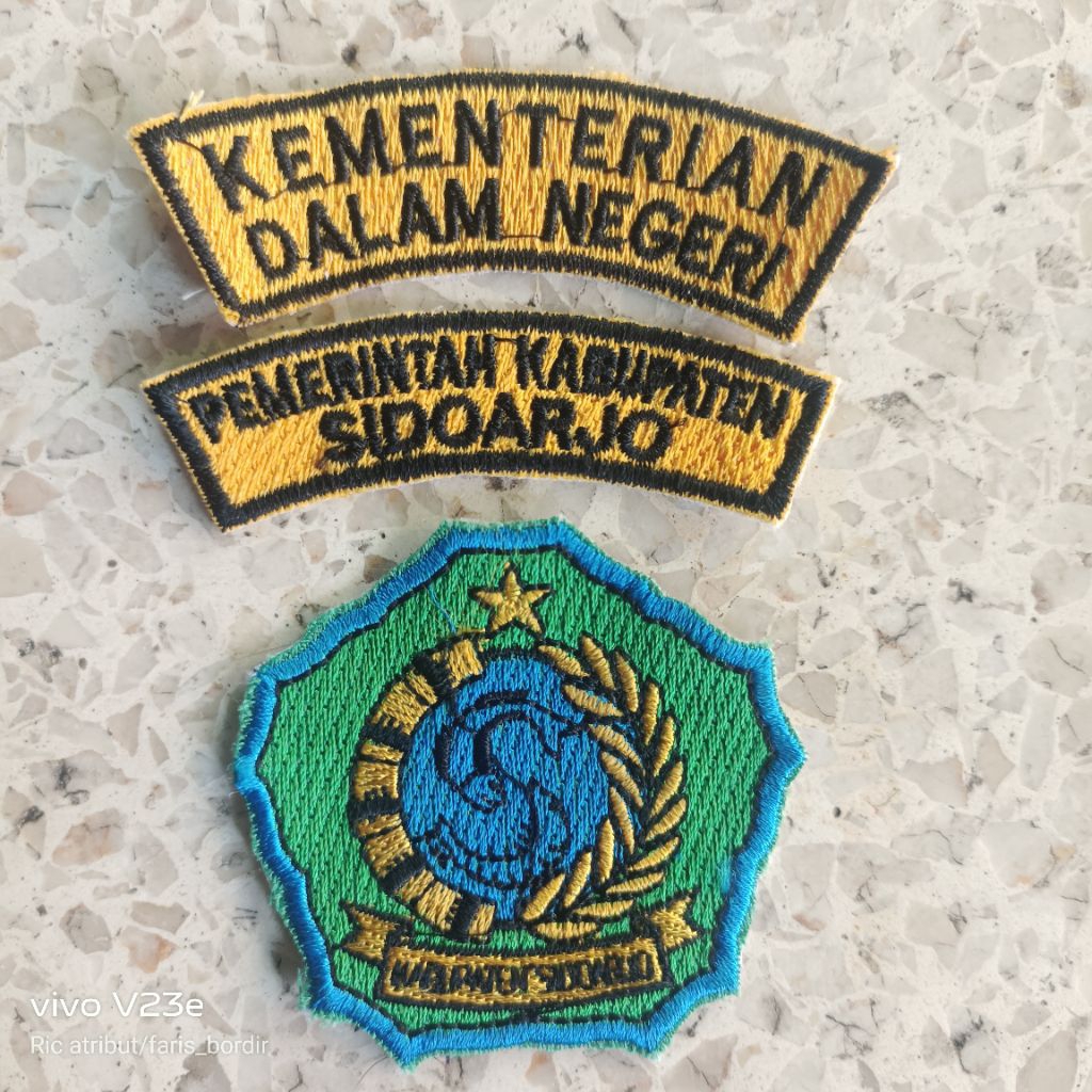 bed kabupaten sidoarjo patch emblem bordir badge satu set