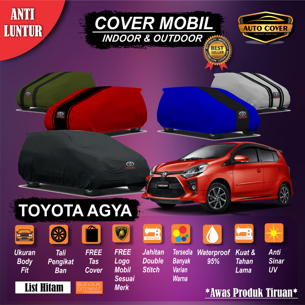 Cover Mobil Toyota Agya / Sarung Selimut Mantel Penutup Pelindung Mobil Agya Trd Outdoor Waterproof