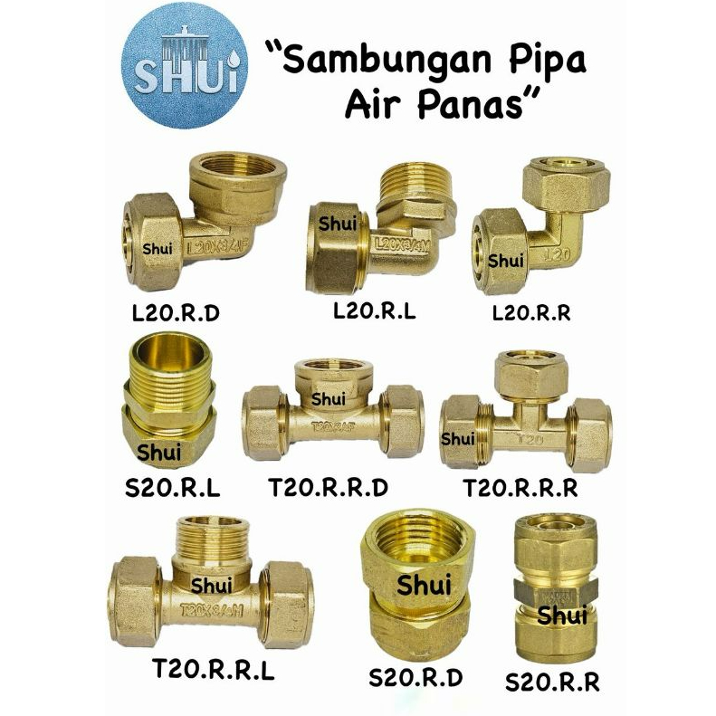 Nepel Sambungan Pipa Air Panas Dingin Kuningan Water Heater Tee Shower Elbow L Sock Sok Drat Luar Dr