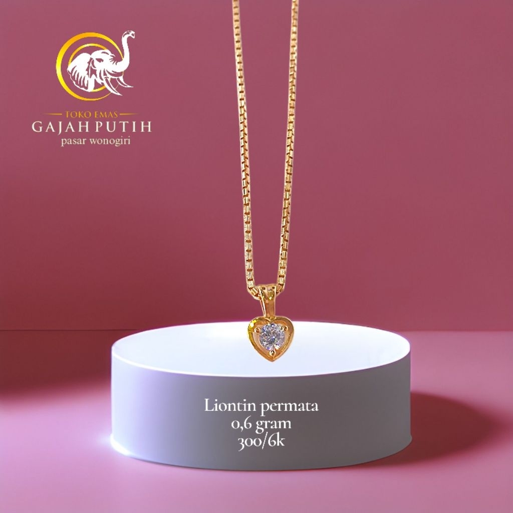 Liontin emas permata 0,6 gram