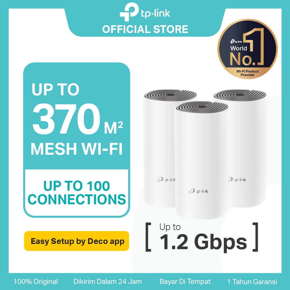 TP-Link Deco E4 | 3 Pack | AC1200 Mesh WiFi System | WiFi 5 | Dual Band | Access Point | Wireless