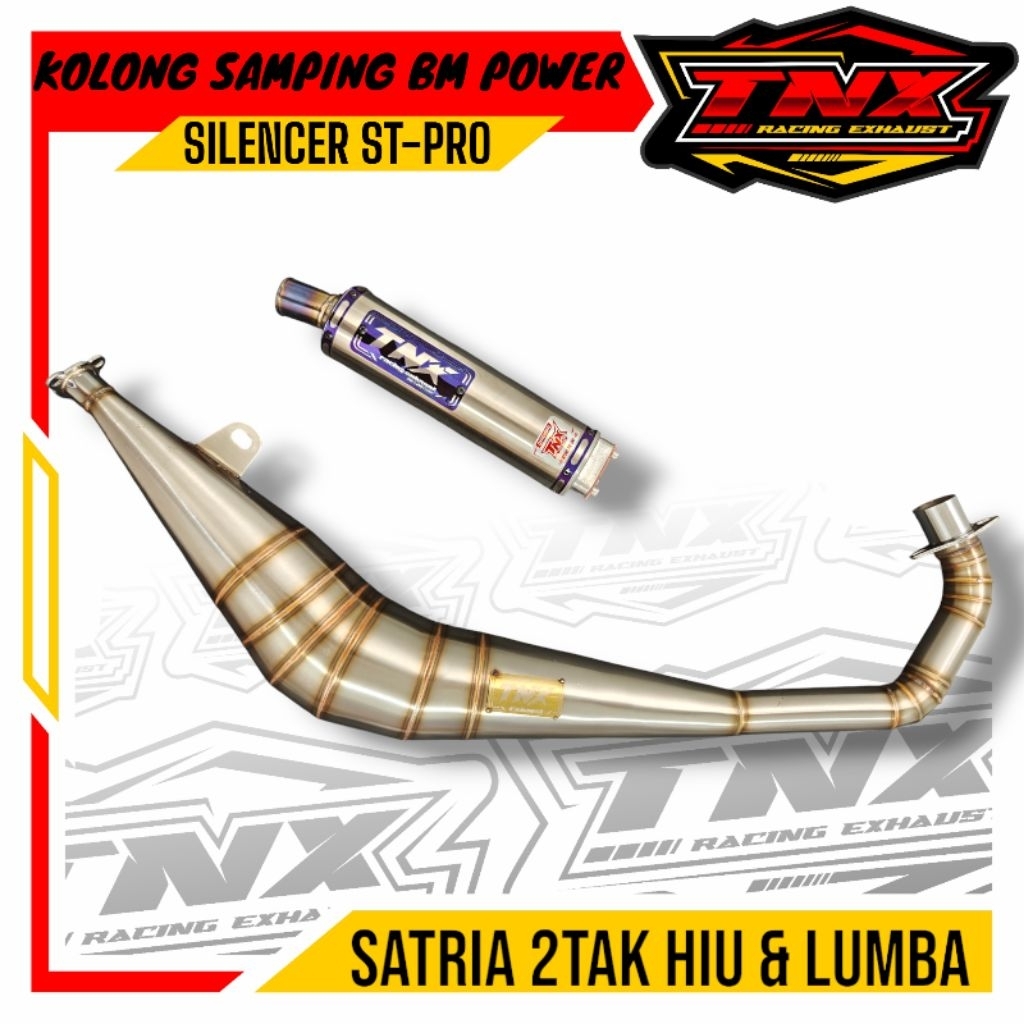 Knalpot Satria 2 Tak Model BM Power Stainless Suara Garing Original TNX Racing Exhaust