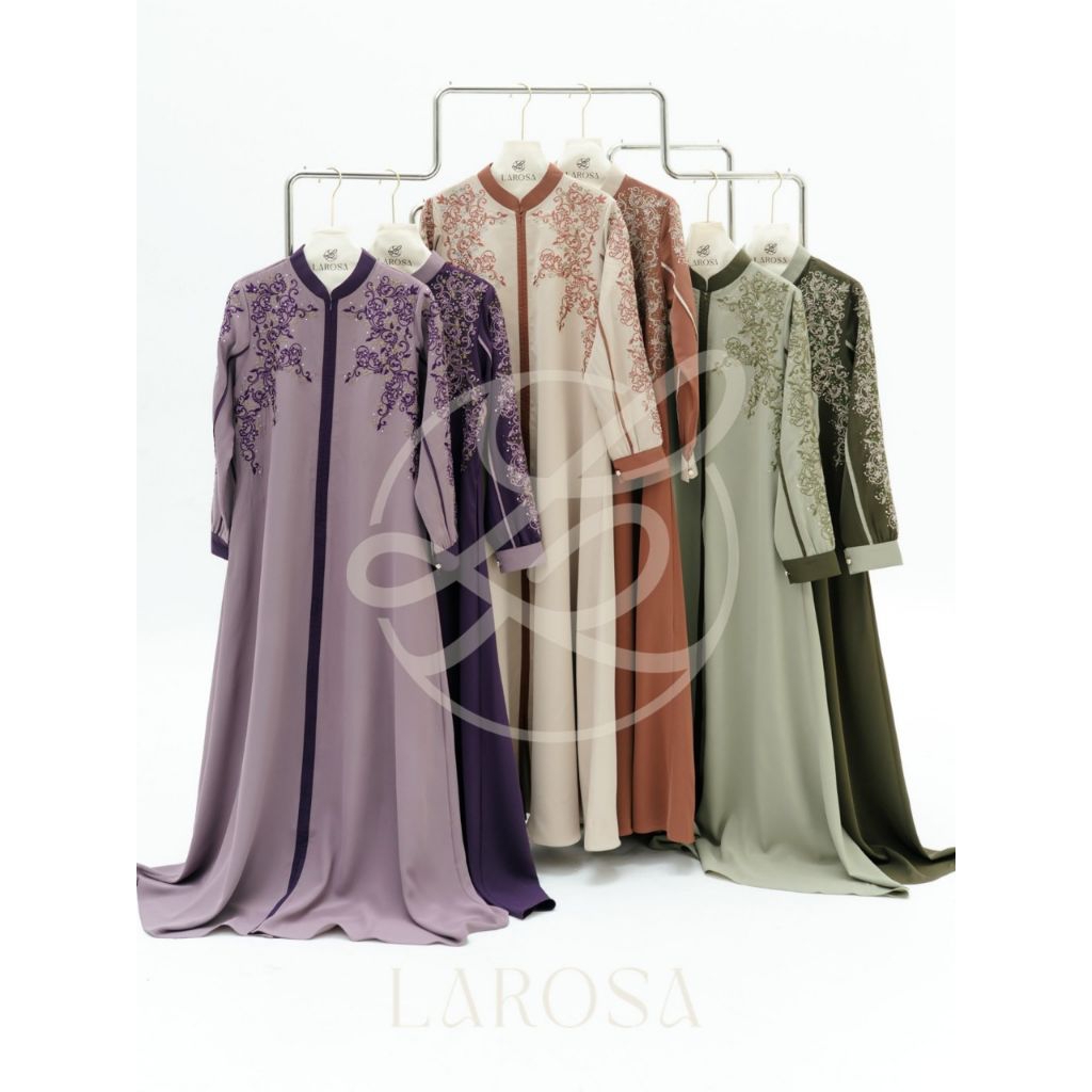 SET GAMIS LAROSA TERBARU  BORDIR SET HIJAB /  DRESS +  HIJAB LAROSA  /  GAMIS ABAYA BORDIR by LAROSA