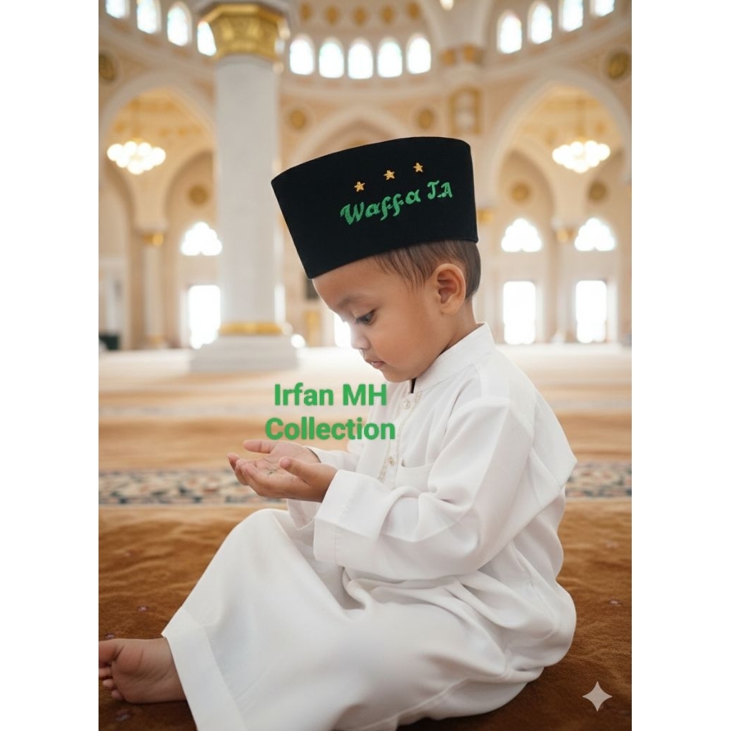peci hitam / peci nama anak/dewasa / songkok  muslim / peci muslim