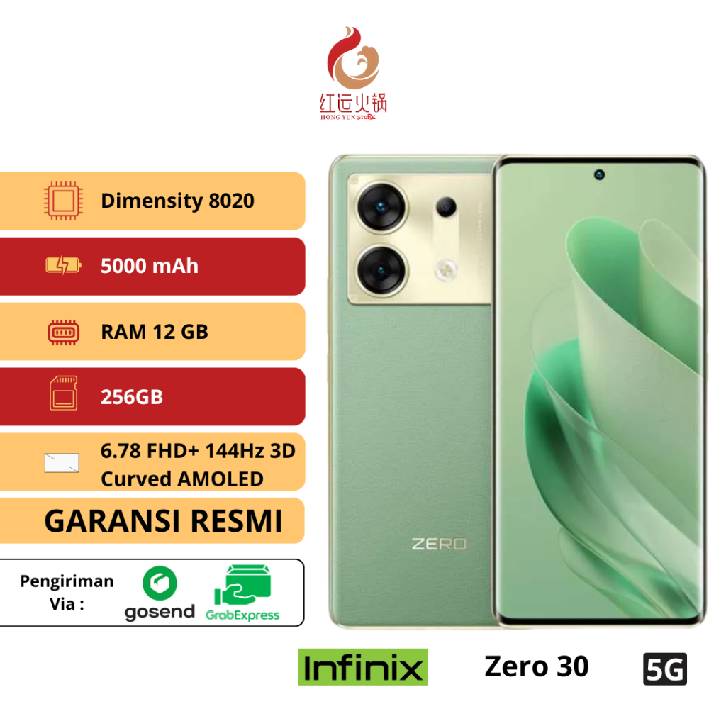 INFINIX ZERO 30 5G 12/256 GB- INFINIX ZERO 30 5G UP TO 21GB ROM 256GB GARANSI