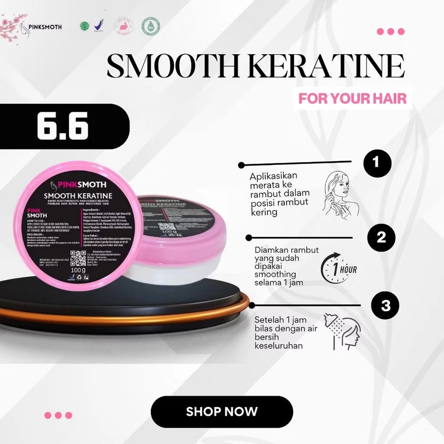 Pelurus Rambut Smothing Keratin Rambut Pinksmoth Travel Size 100ml