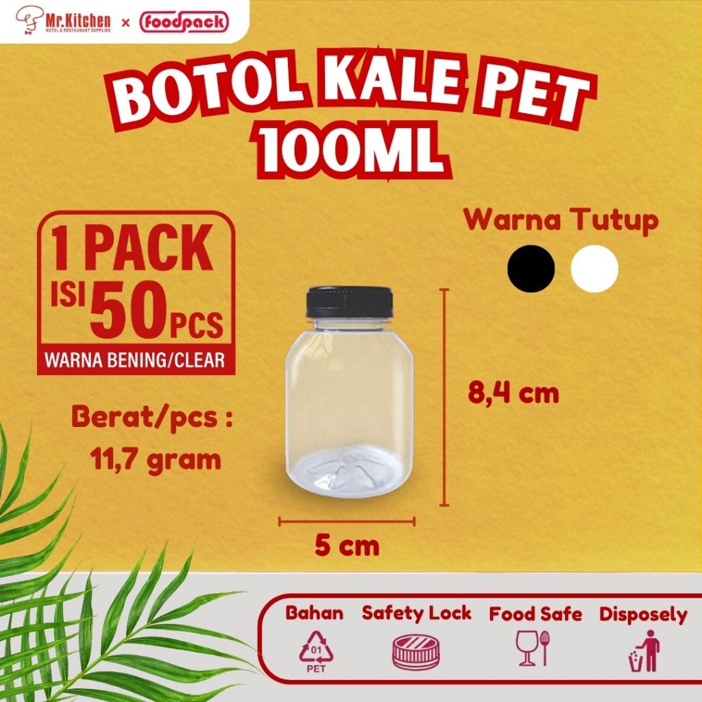 [ECERAN] 100ml Botol KALE Plastik Bulat PET Food Grade TEBAL + TUTUP BOTOL