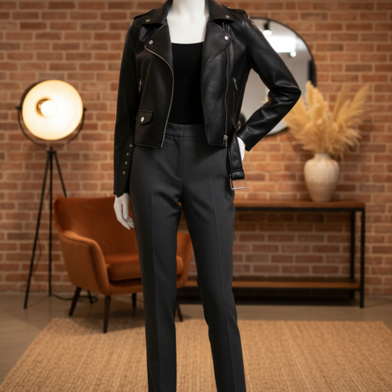 hot deals jaket semi kulit wanita cewe untuk motor turing model seksi korea crop murah