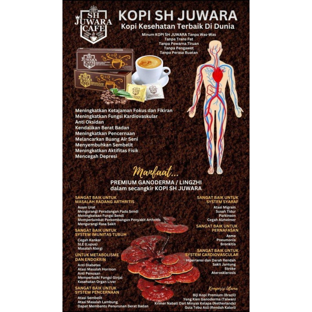 SH juara kopi // cafe Shuang hor // 1box  isi 20saset //coffee SH //kopi kesehatan