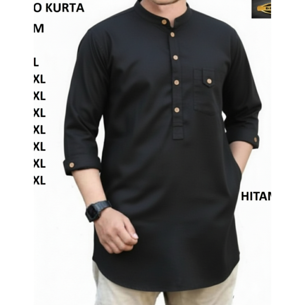 Baju Kurta Pria Lengan Panjang – Putih Premium Casual Muslim,Koko Kurta Pria Polos Putih – Lengan Pa
