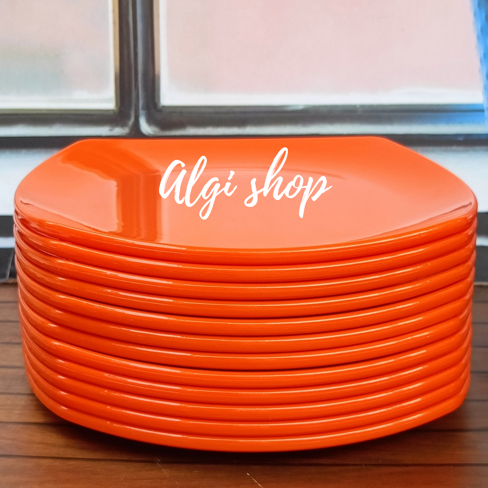 12Pcs Piring sajian kotak Melamin /Piring cafe harian /Piring makan kotak terlaris