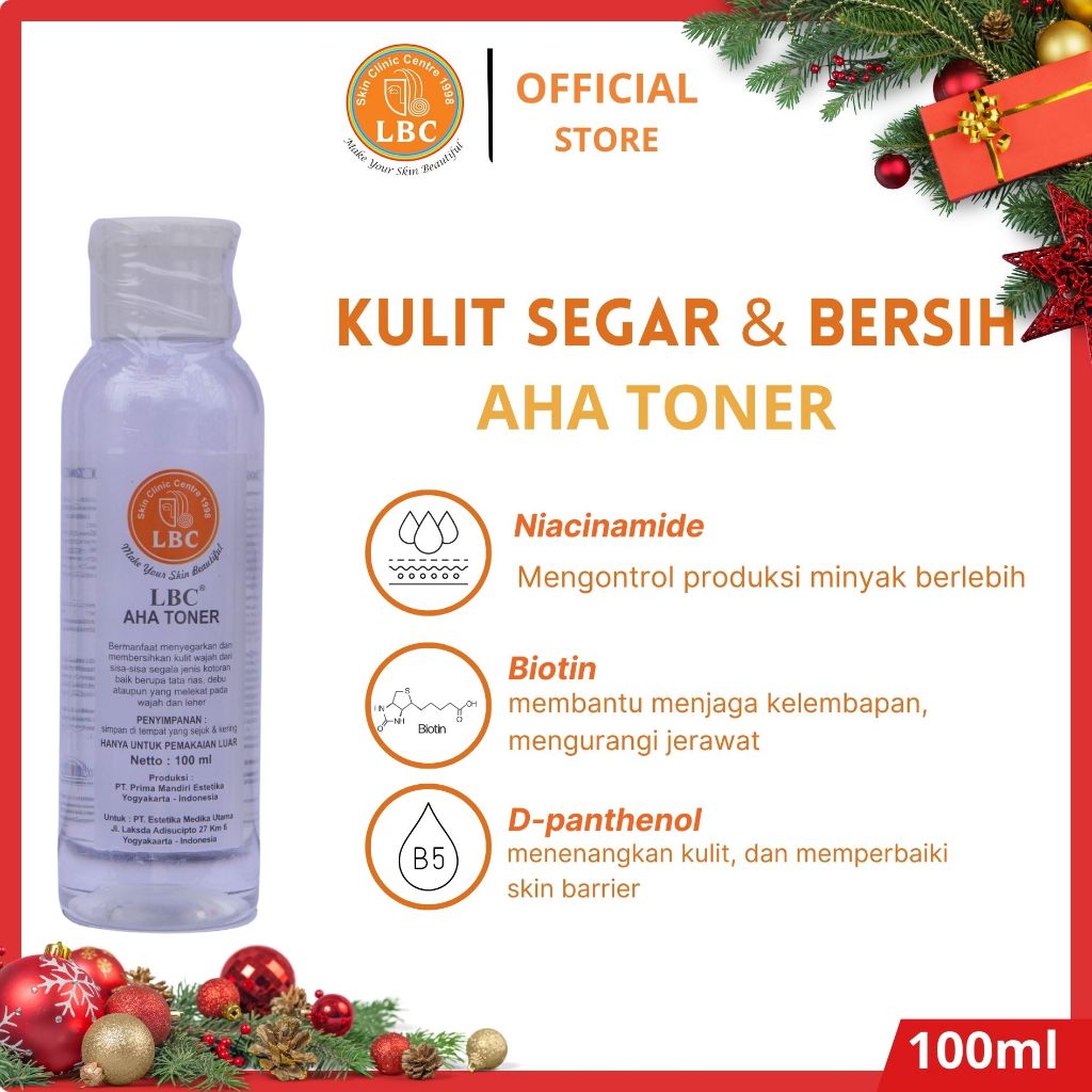 LBC-AHA Toner With Niacinamide 100ml | Cerah, Glowing  & Oil Control | Untuk Kulit Berjerawat, Berun