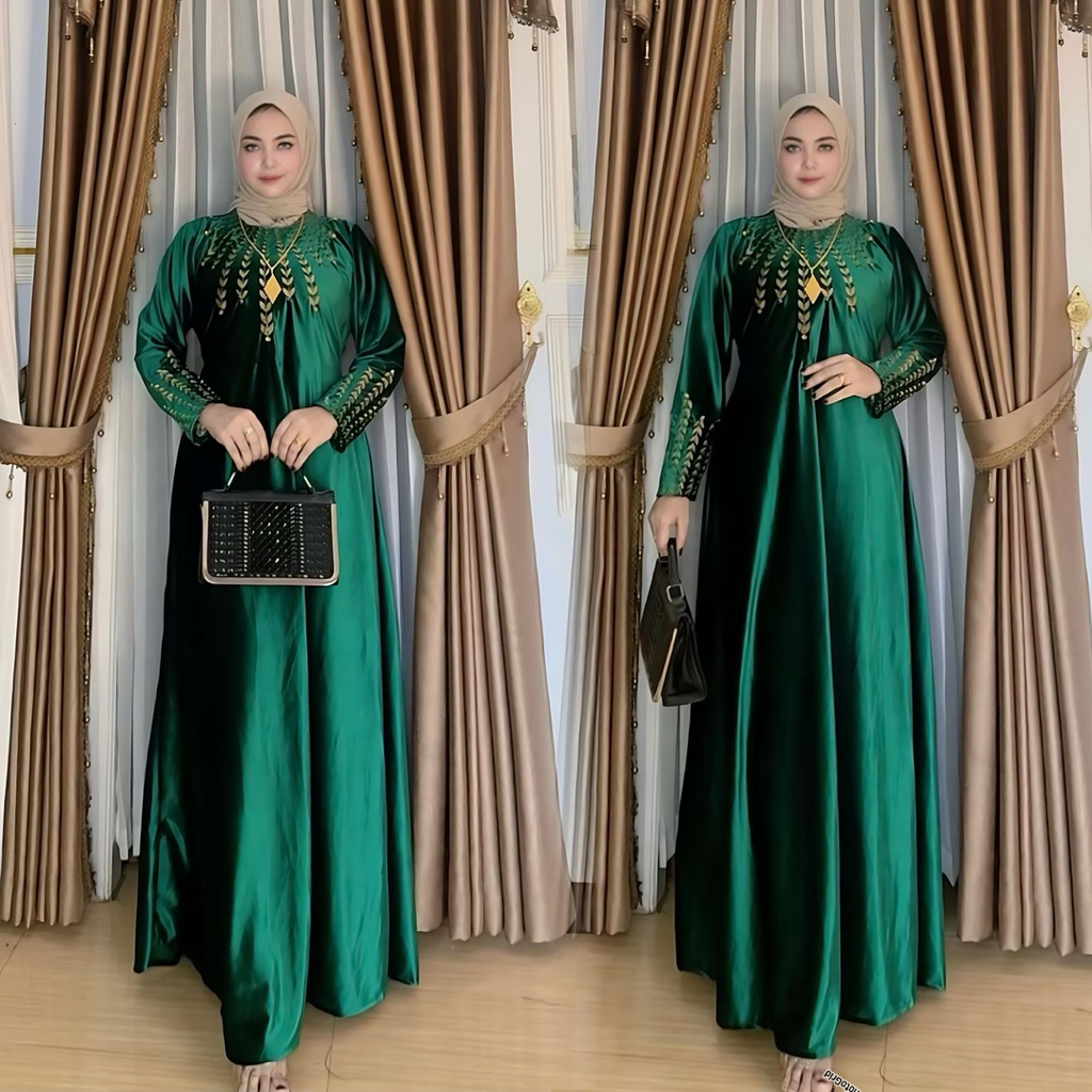 Gamis raisya by  riby cantik dan elegan fuul rumbai terbaru dada sworoski bahan beludru velvet