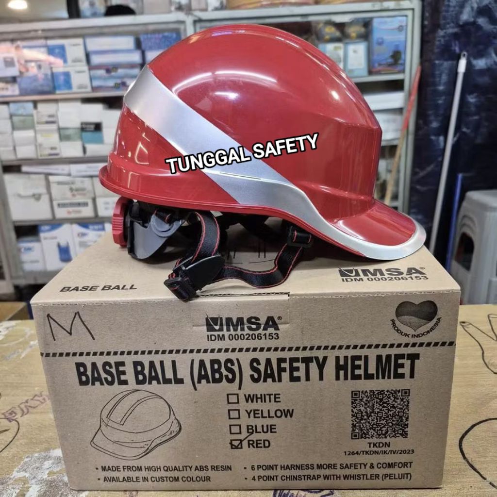 Helm safety MSA baseball - helm safety MSA - Helm MSA baseball merah - Helm safety proyek murah