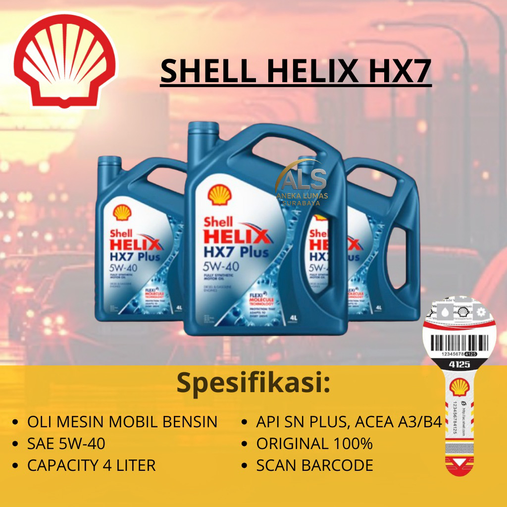Shell Helix HX7 5w-40 Oli Mesin Bensin Shell Helix HX7 sae 5w40 Fullsynthetic Original