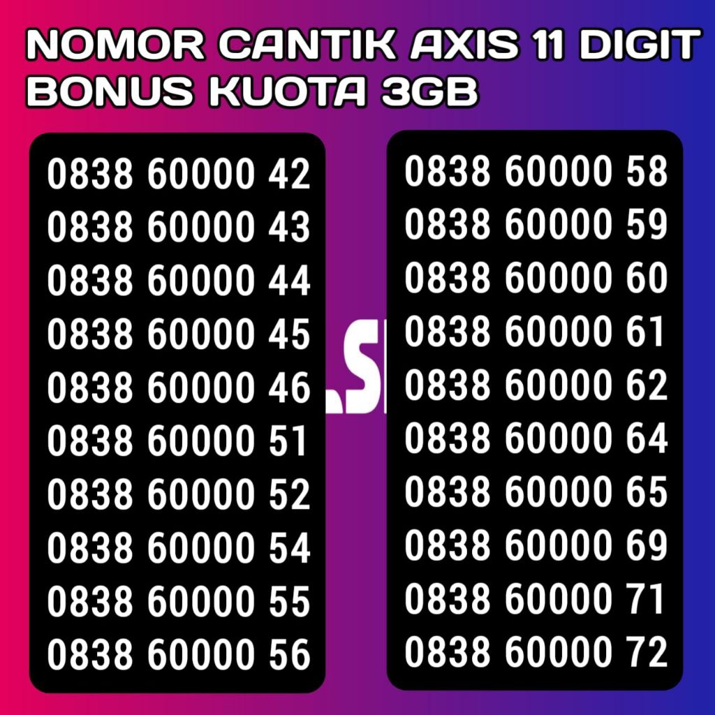 KARTU PERDANA NOMOR CANTIK AXIS 11 DIGIT