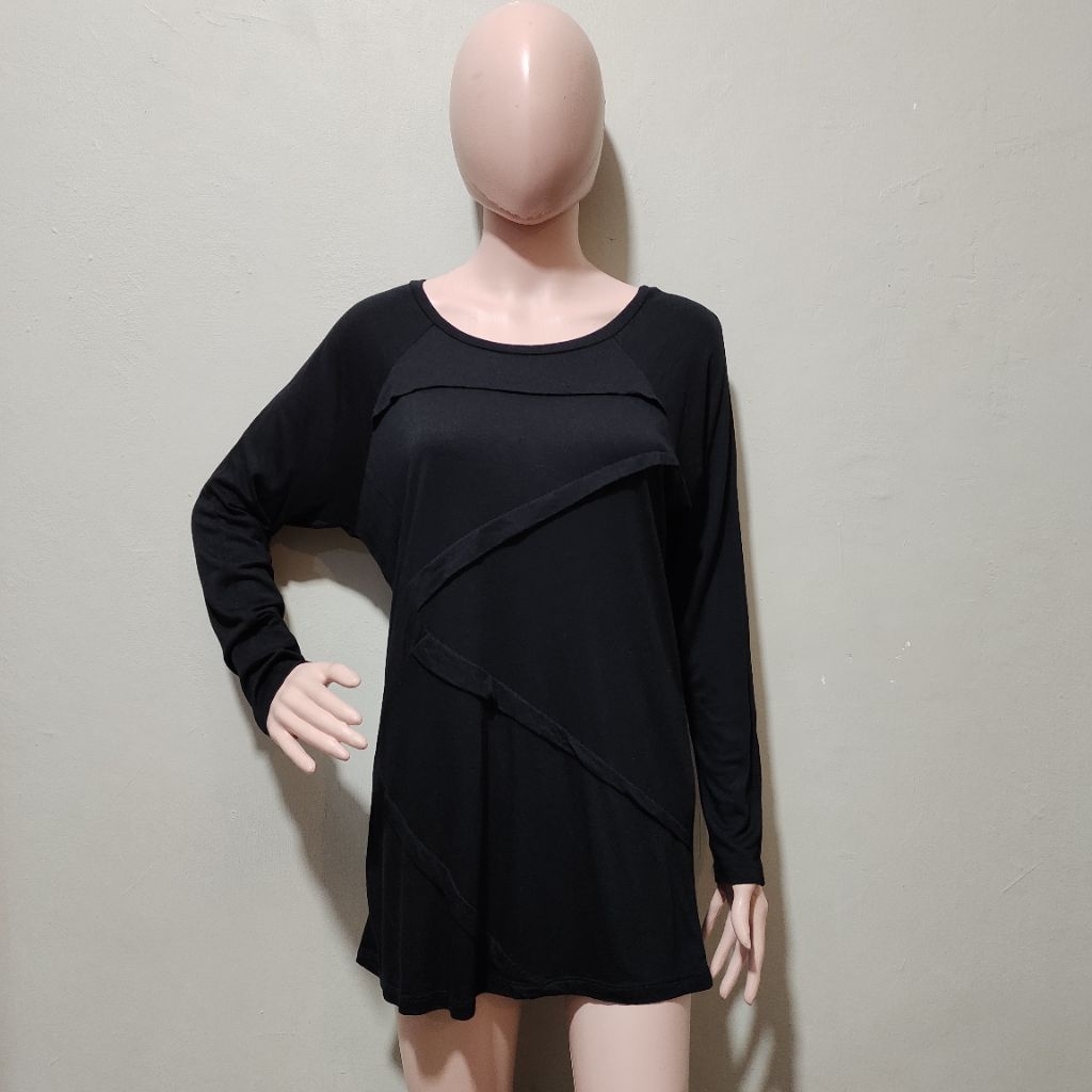 MADE IN KOREA Black mididress hitam dress hitam black dress dress kaos dress panjang mididress katun