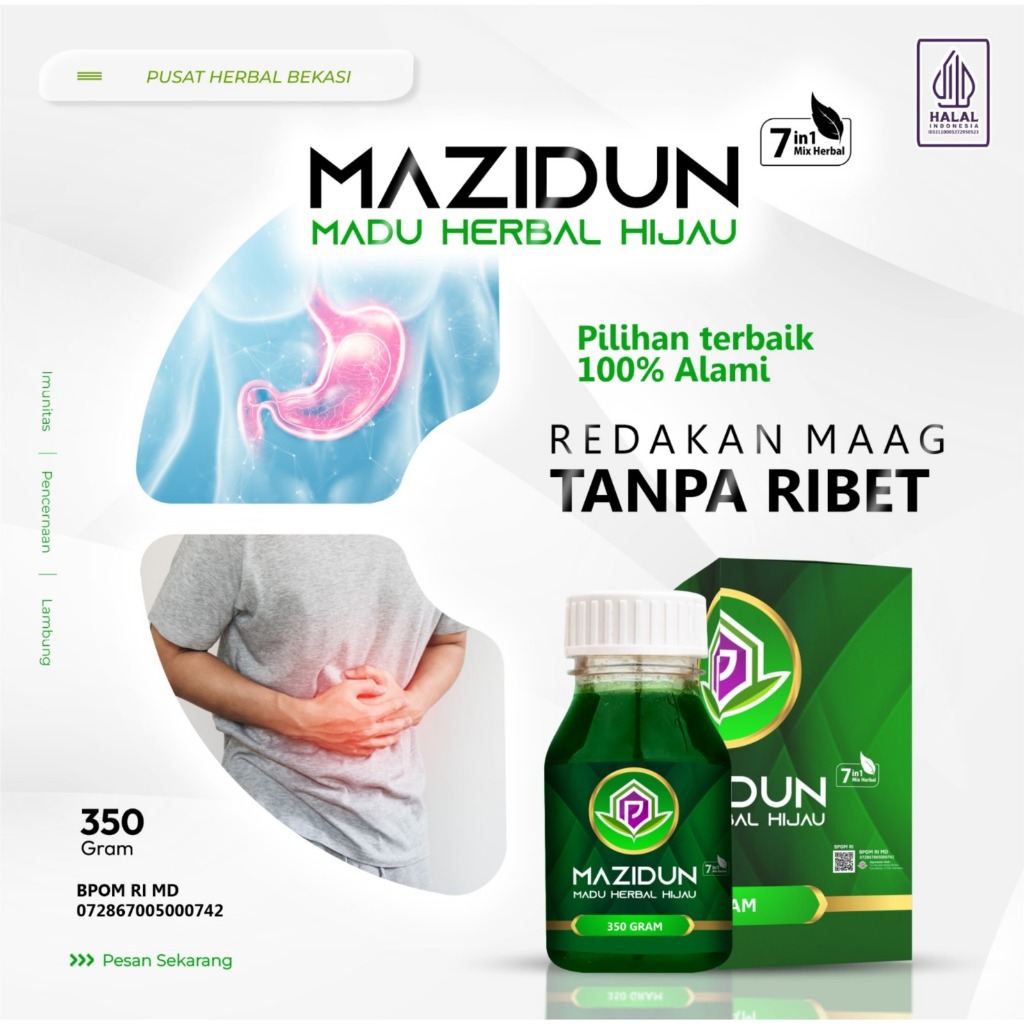 Mazidun Madu Herbal Hijau Lambung Maag Gerd 350gr