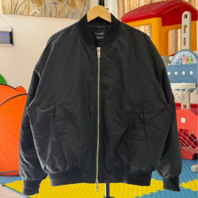 Jacket Bomber Boxy Fit Lafudge Store Hitam