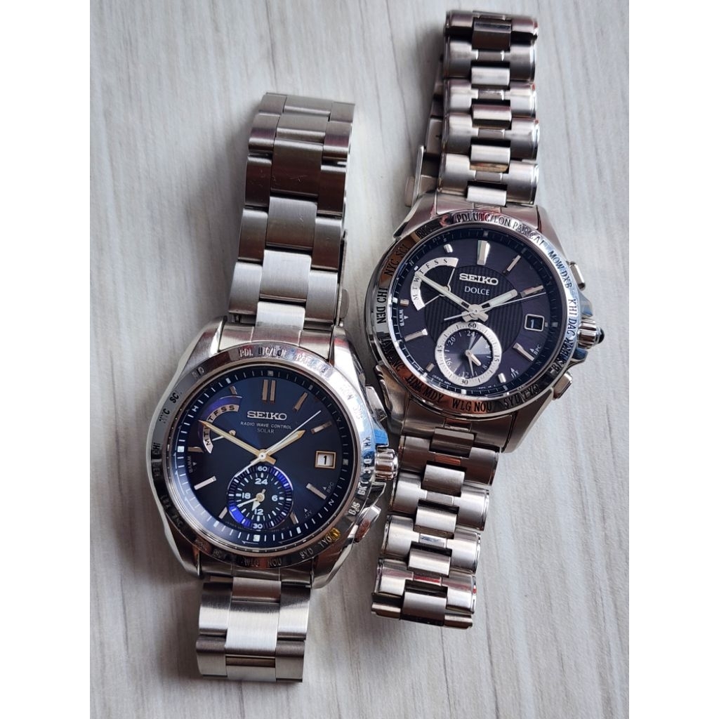 Seiko Dolce Titanium SADA003 & Seiko SAGA085 Stainless Steel Solar Radio Wave Control JDM Made In Ja