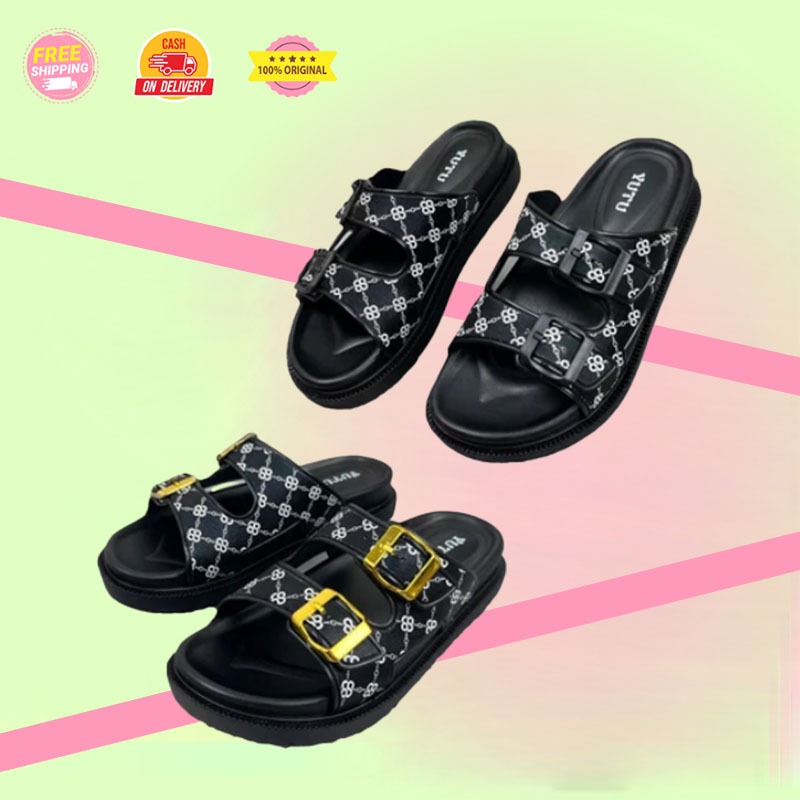 YUTU Sandal Selop Wanita Korea Wedges Anti Air Sandal Jelly Wanita Slop Sandal Flat Wanita Sandal Pl