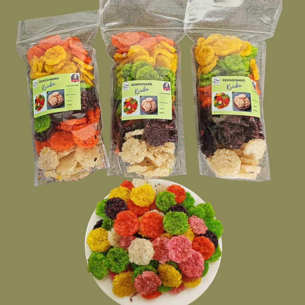 Rengginang mini rainbow  isi -+120pcs 600gr kemasan poch