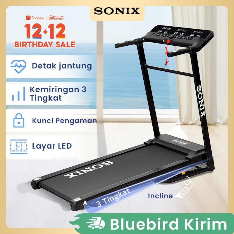 Sonix Listrik Incline Treadmill STR03 Dapat Dilipat Running Pad  Max 200kg Alat Olahraga Home Fitnes