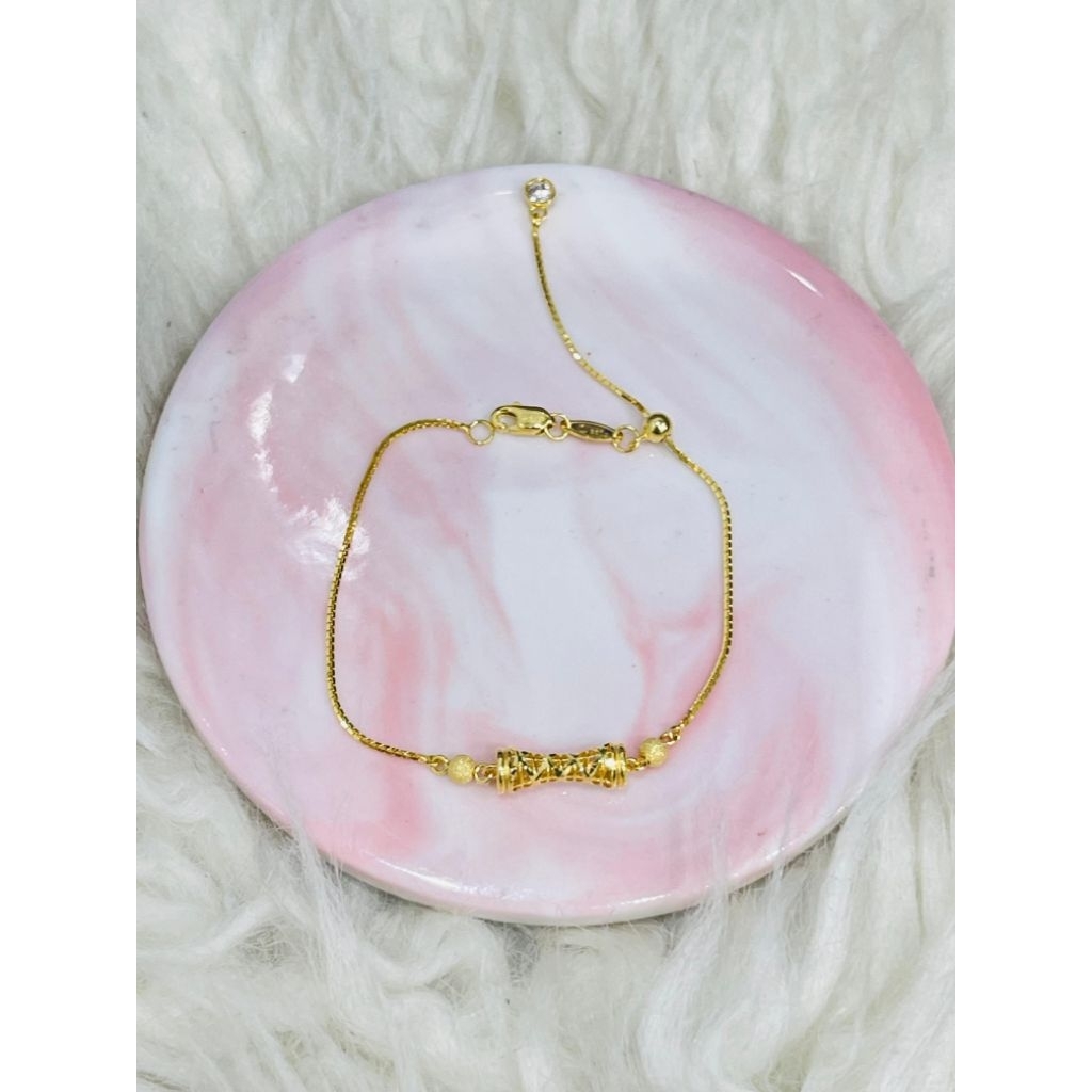 gelang serut bambu kerawang bola bola pasir emas asli kadar 700