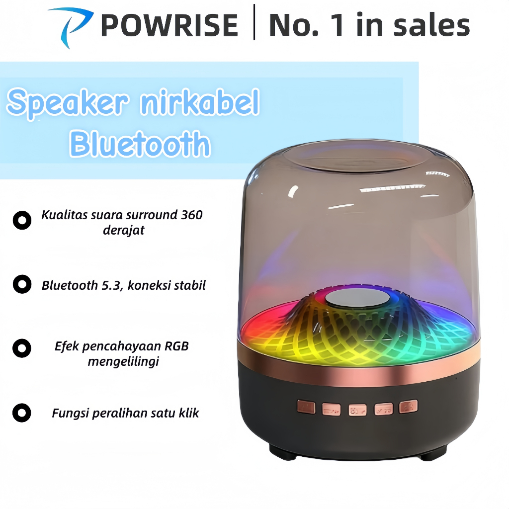 POWRISE Speaker Nirkabel Bluetooth / Speaker Kelas Atas Speaker Bass Bluetooth Bercahaya RGB Speaker