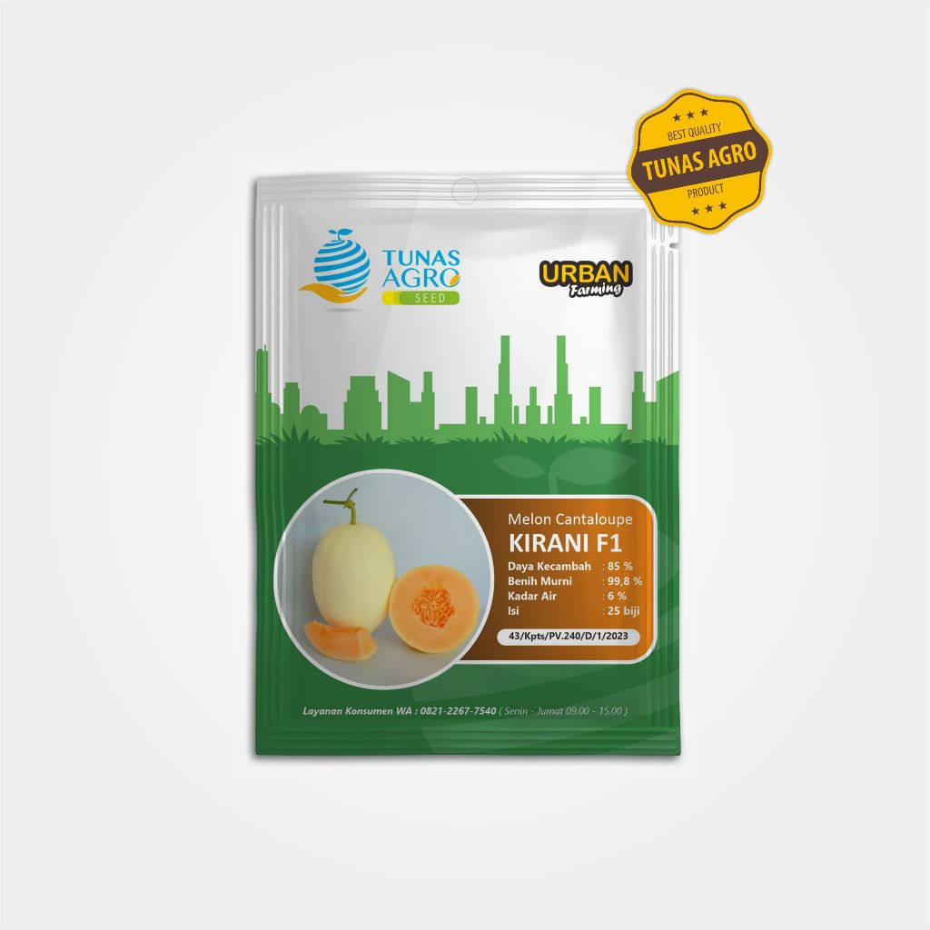 BENIH MELON KIRANI CANTALOUPE F1 EKSKLUSIF TUNAS AGRO Urban Farming Small Pack