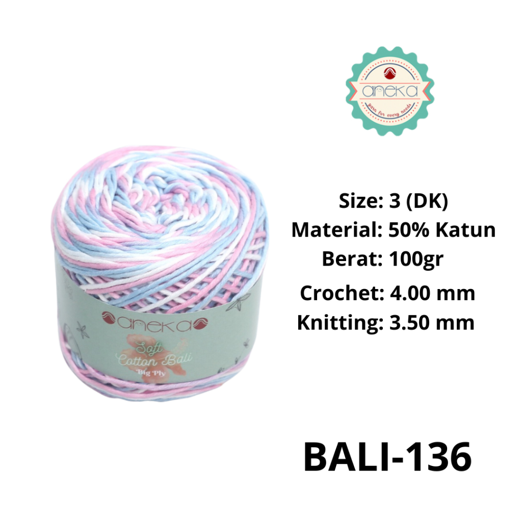 ANEKA - Benang Rajut Katun Bali ANEKA / Soft Cotton Big Ply made by ANEKABENANG - 136