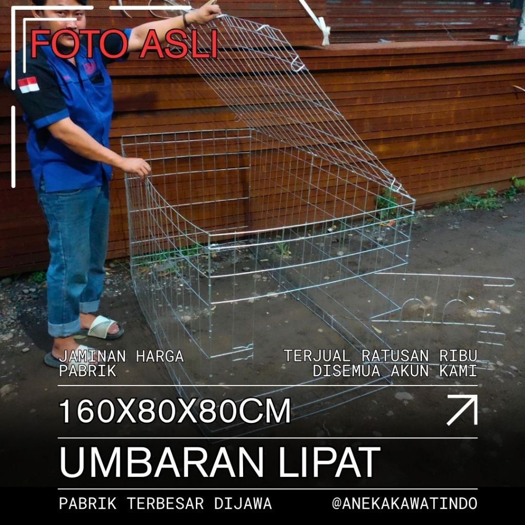 Kandang Umbaran Galvanis LIPAT Besar 160 Cm Untuk Ayam Jago Bangkok, Kurungan Umbaran Jumbo Murah