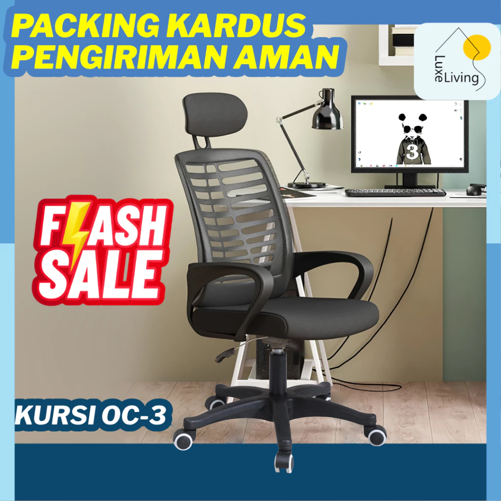 LLS Kursi Kantor Kursi Kerja Kursi Belajar Kursi Ergonomis Angkat Putar Mesh Hidrolik Kursi Staff Ku