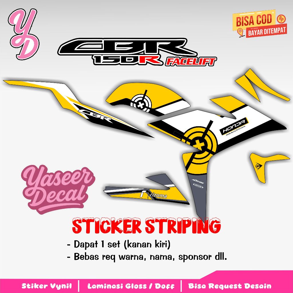 Striping Cbr 150r Facelift - Sticker Striping Variasi Lis Cbr 150r Facelift - Striping Hologram Cbr 
