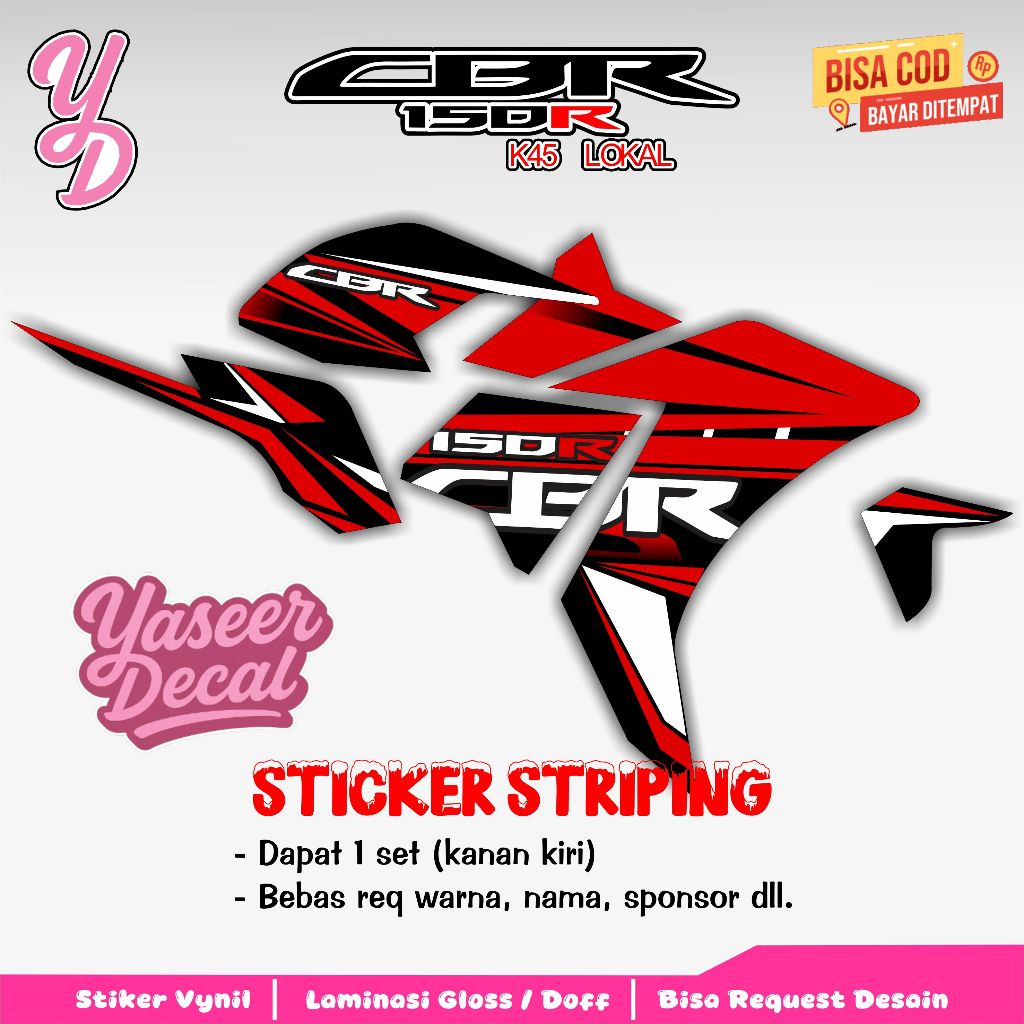 Striping CBR 150R K45 Lokal - Stiker Sticker Striping Variasi Lis Honda CBR 150R K45 Lokal - Stripin
