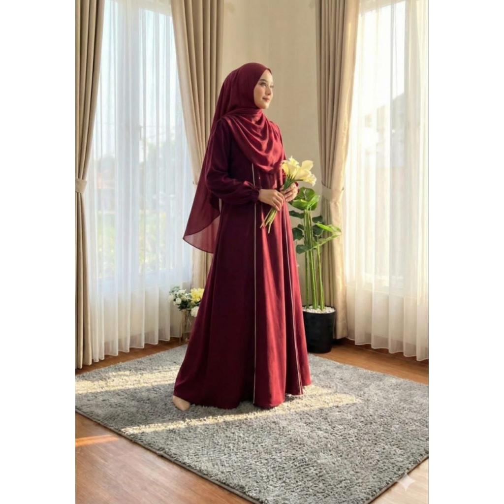 Zahwa dress abaya gamis linen cringkel rayon
