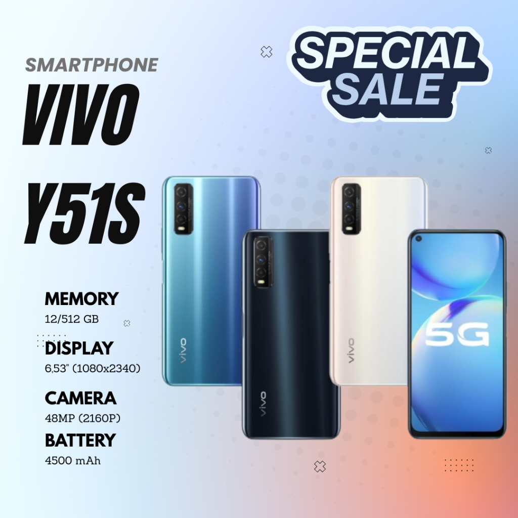 HANDPHONE ANDROID Y51S 5G RAM 12GB ROM INTERNAL 512GB BEST SELLER PROMO