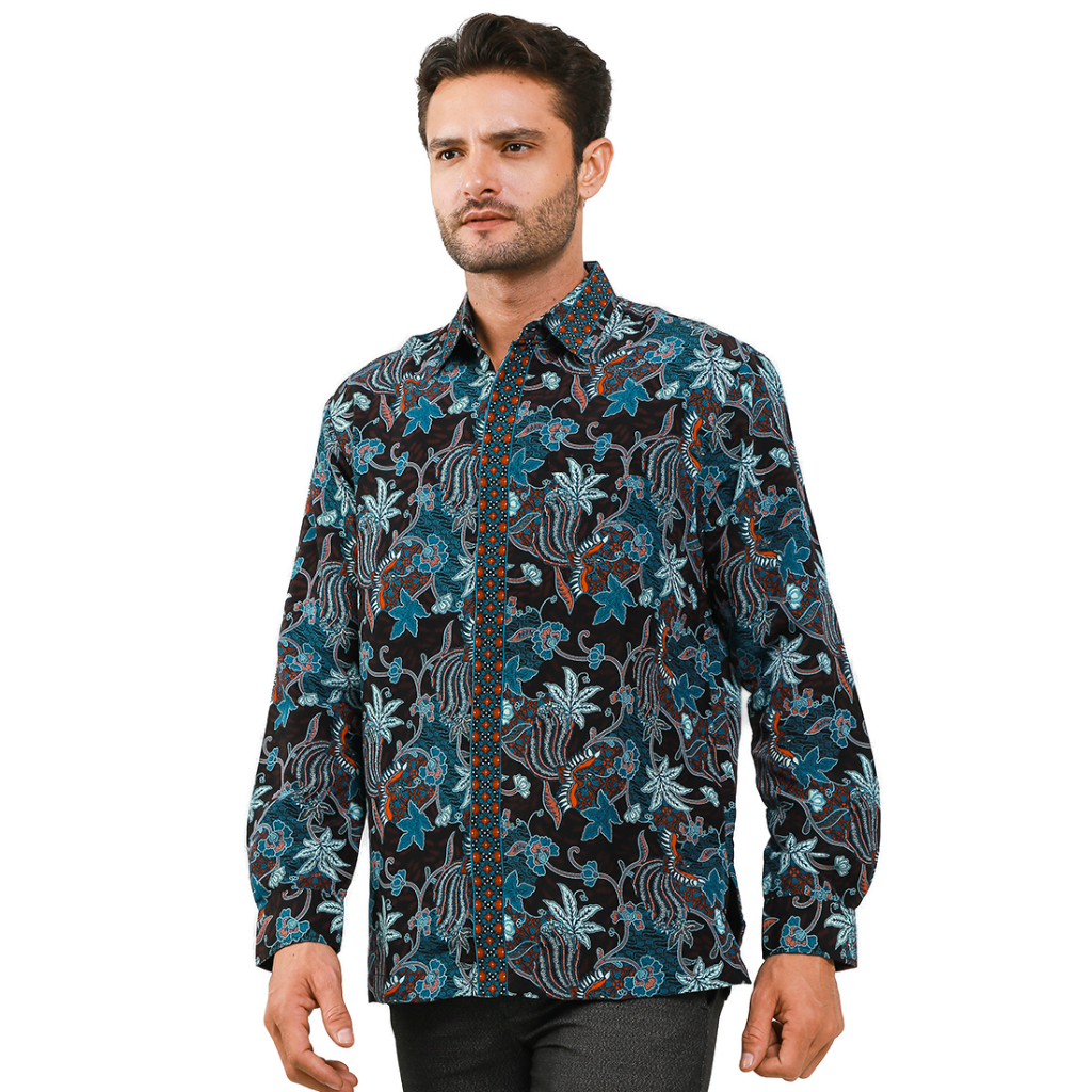 Batik Samsara Kemeja Formal Lengan Panjang Deptimo - Biru Tosca