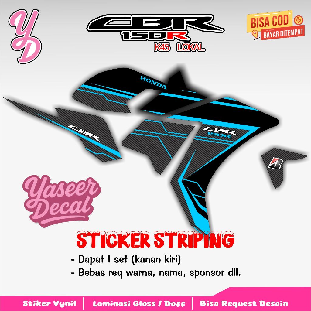 Striping CBR 150R K45 Lokal - Stiker Sticker Striping Variasi Lis Honda CBR 150R K45 Lokal - Stripin